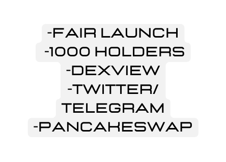 Fair launch 1000 Holders Dexview twitter telegram pancakeswap